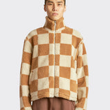 Caramel Checkered Fleece Jacket