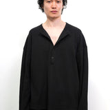 Black Extended Placket Henley