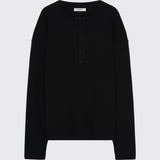 Black Extended Placket Henley