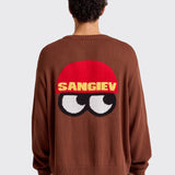 Chocolate Brown Side Eye Knit Jumper
