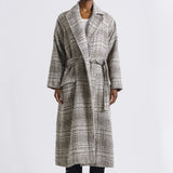 Grey Long Belted Overcoat