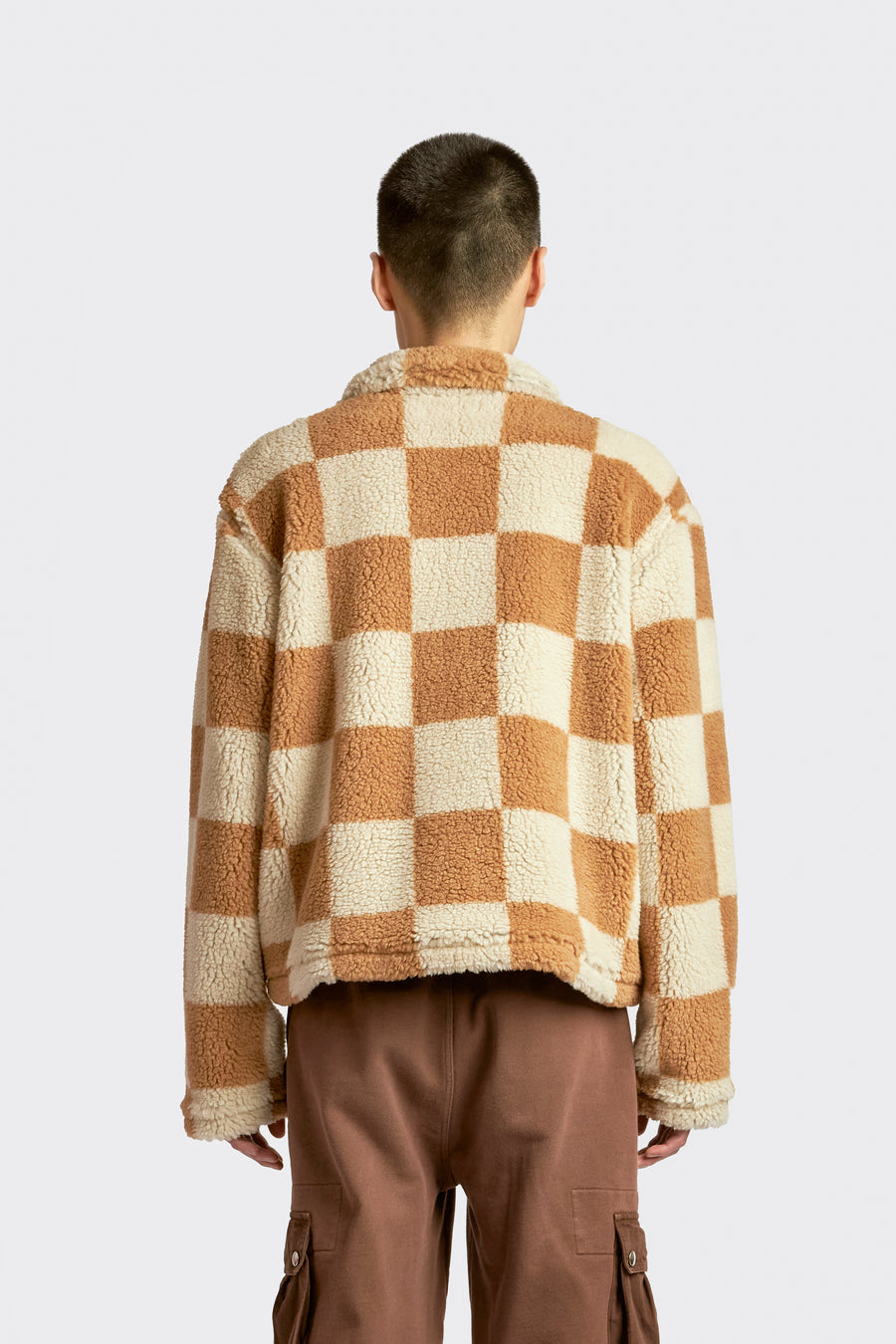 Caramel Checkered Fleece Jacket